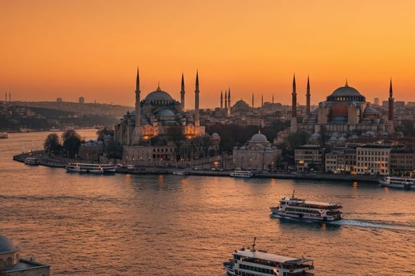 Istanbul panoramic view with mosques and the Bosphorus